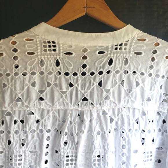 Anthropologie Maeve Geo Eyelet Shirtdress Size Medium - Picture 6 of 11